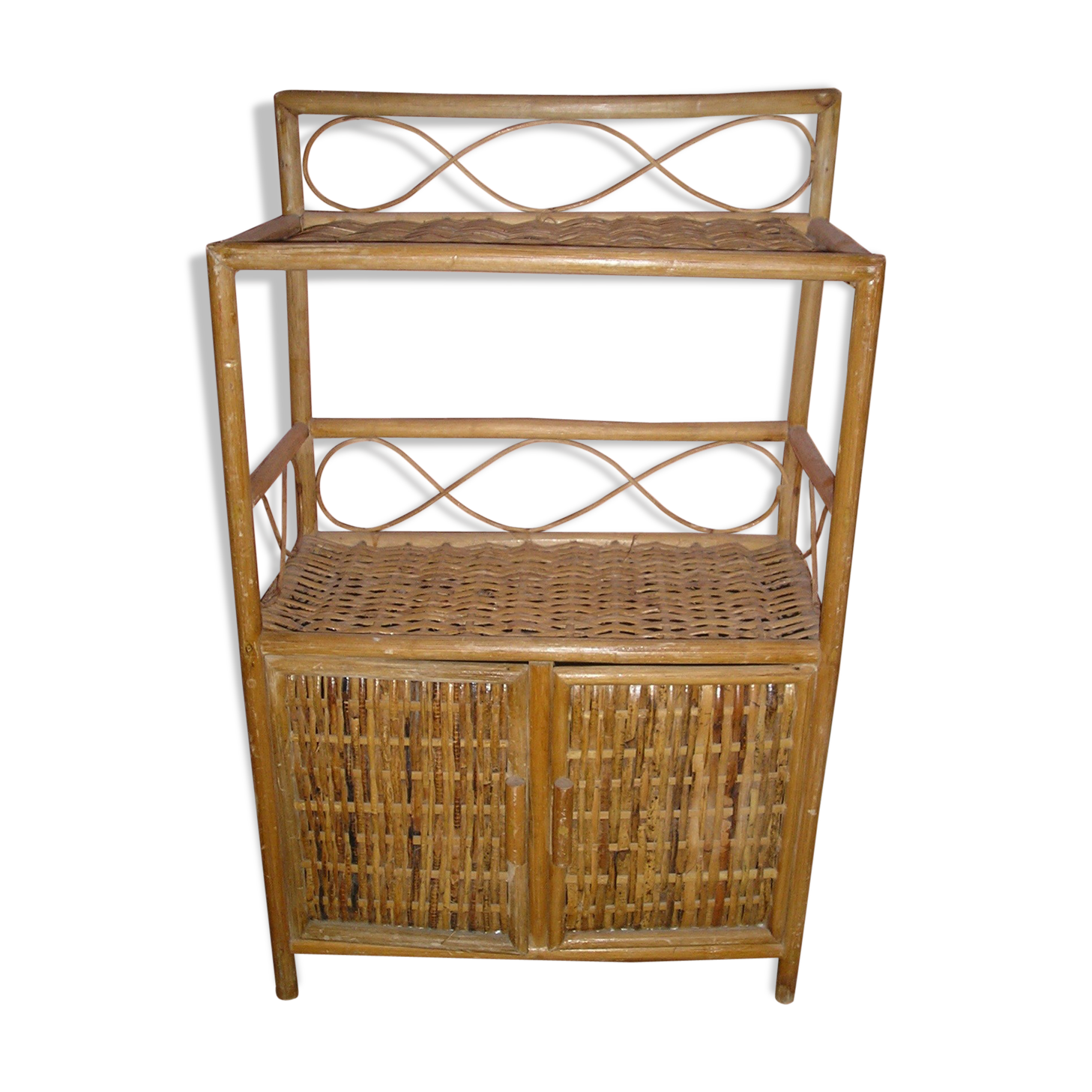 2-shelf, 2-door 1970/80 rattan furniture