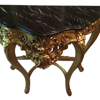 Console feet wood gilded with top marble