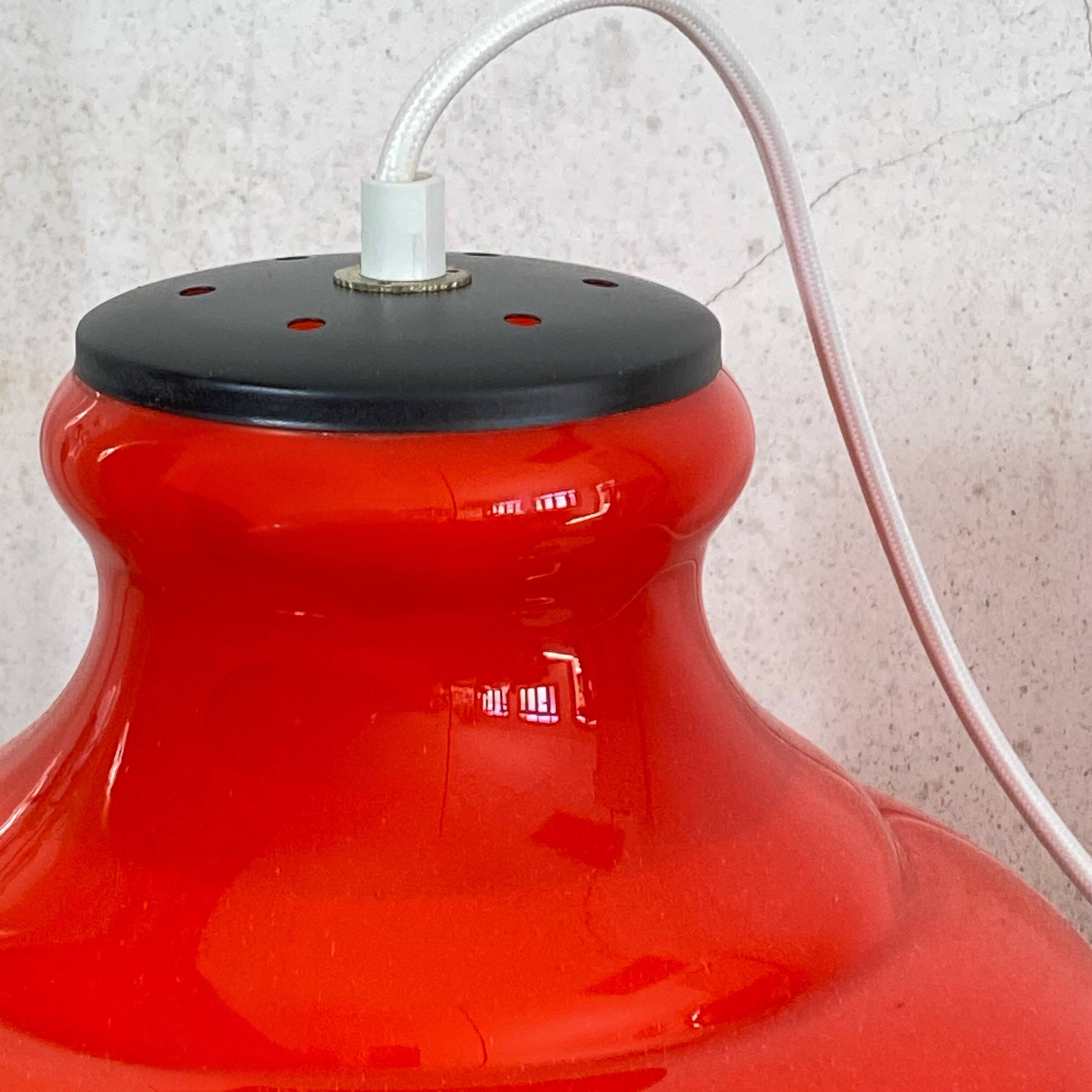 Dark orange opaline glass pendant light