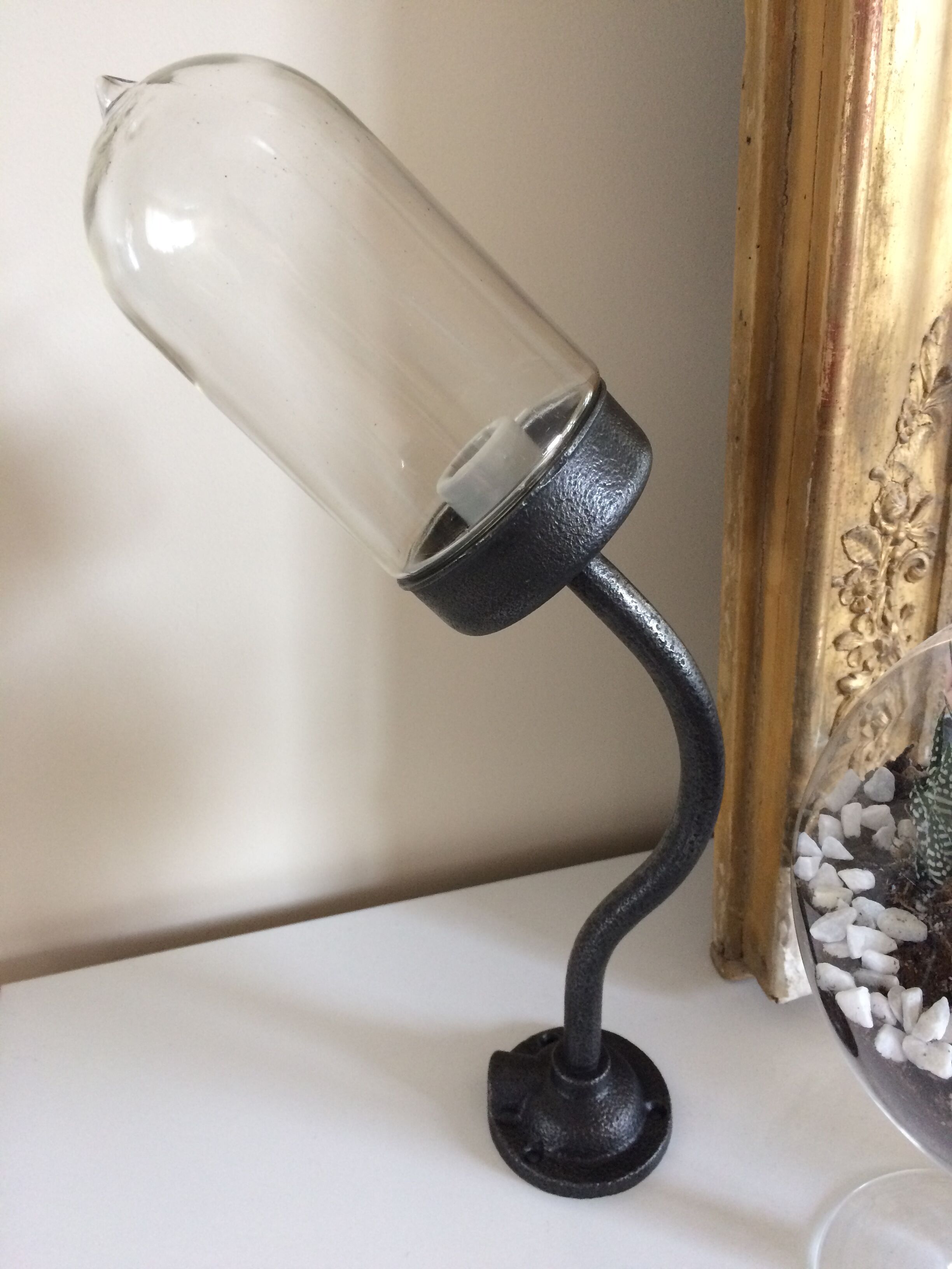 Industrial swan collar sconce