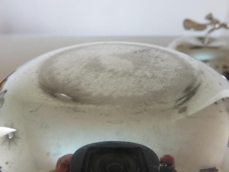 Silver metal "apple" ice bucket 60s
