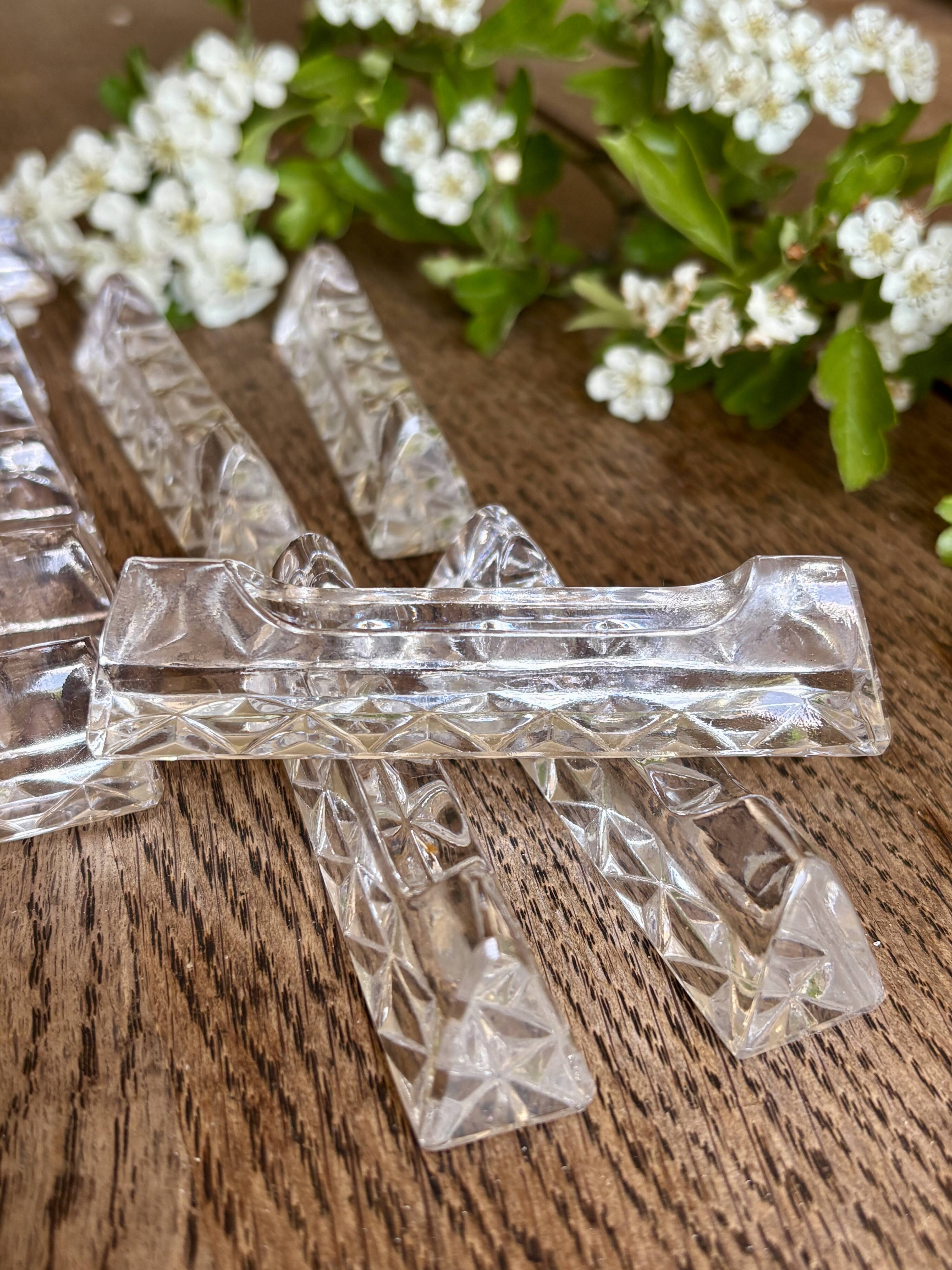 Set of 12 vintage glass knife rests