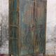 Indian furniture Blue patinated carved wardrobe with 2 doors and 1 shelf, unique piece