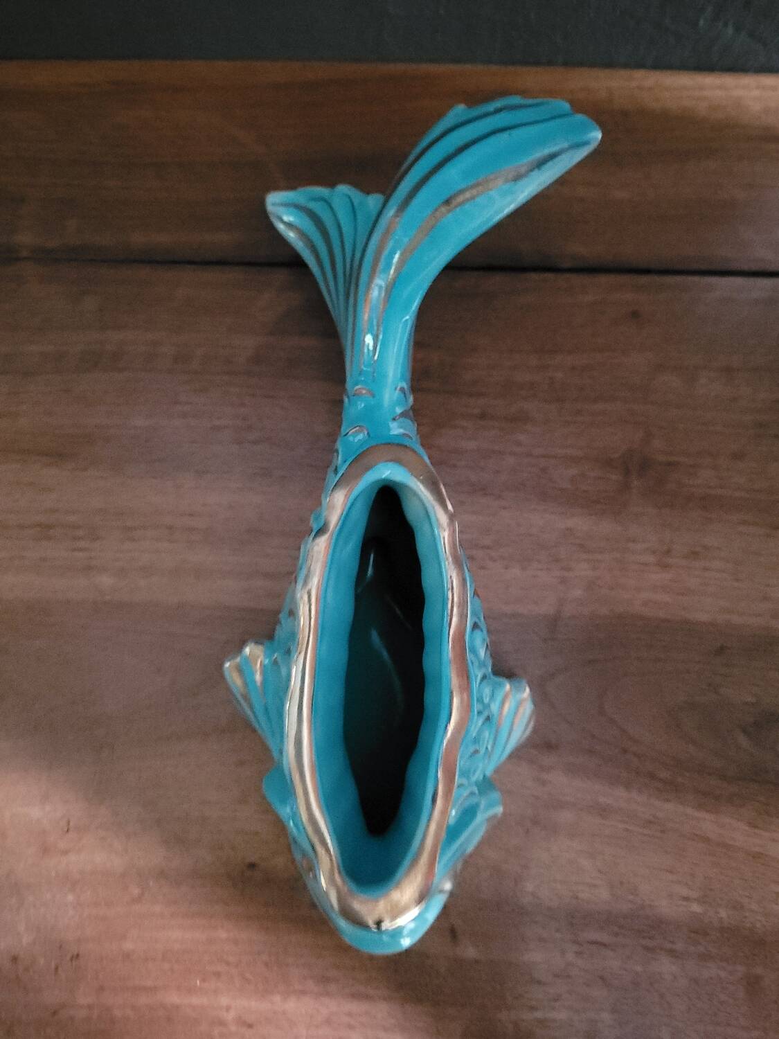 Fish Turquoise Vase 1950 Paby