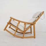 Scandinavian modern birch spindle rocking lounge chair, 1960’s