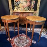 Pair of Louis XVI Directoi style pedestal tables, bouillotte tables