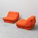 Pair of vintage orange armchairs, 1970s design, modernist