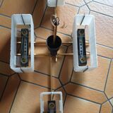 Arlus chandelier 4x2 brass lights prespex 1950/1960 vintage