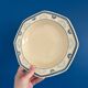 6 Longchamp France octagonal plates with blue lotus flower decorations