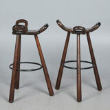 Sergio Rodrigues Spanish brutalist stools, model Marbella vintage