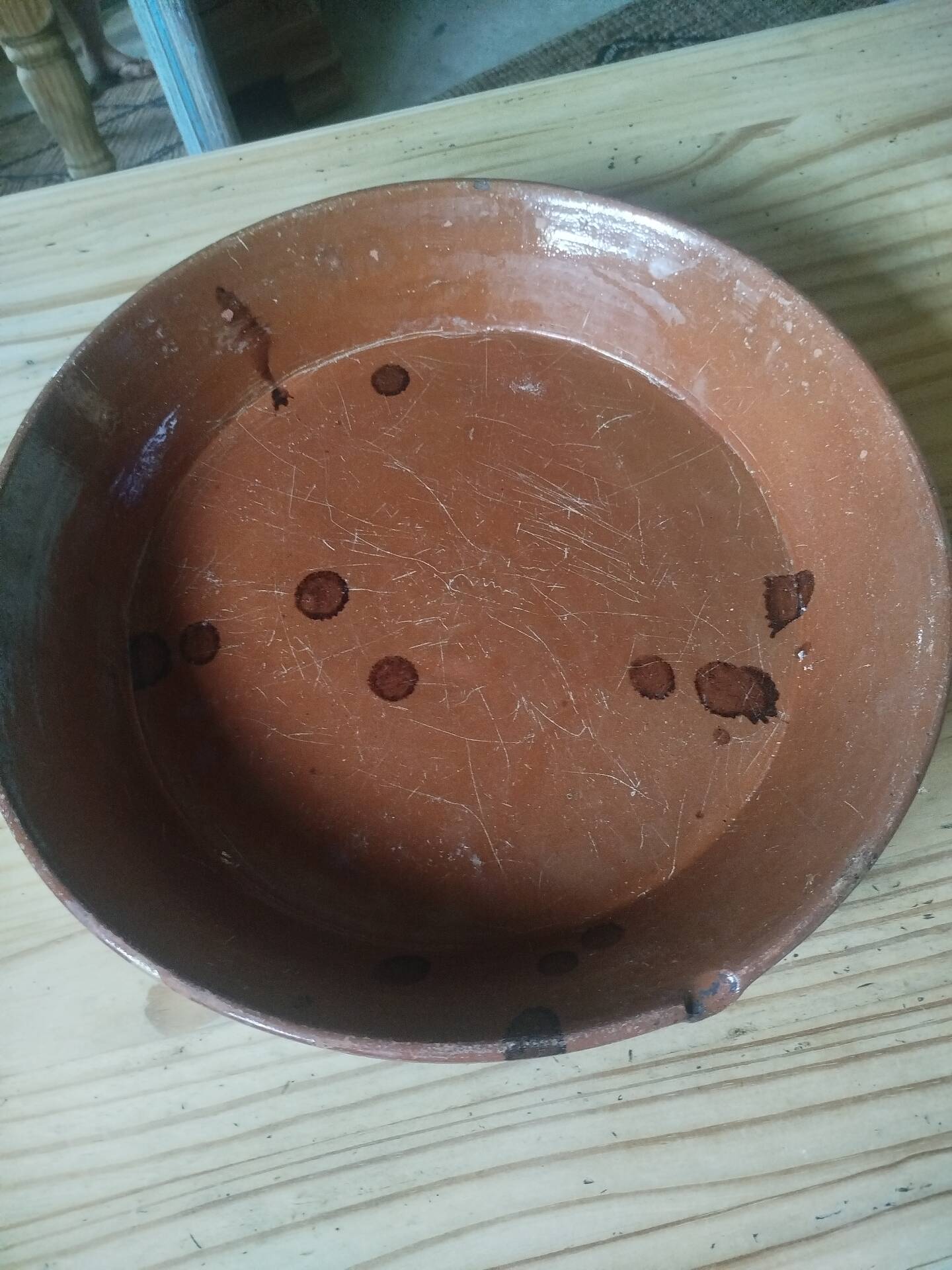 Large glazed earthenware dish