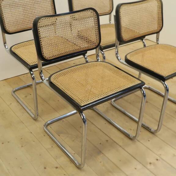 Set of 4 black rattan and metal chairs, Denmark 1960.