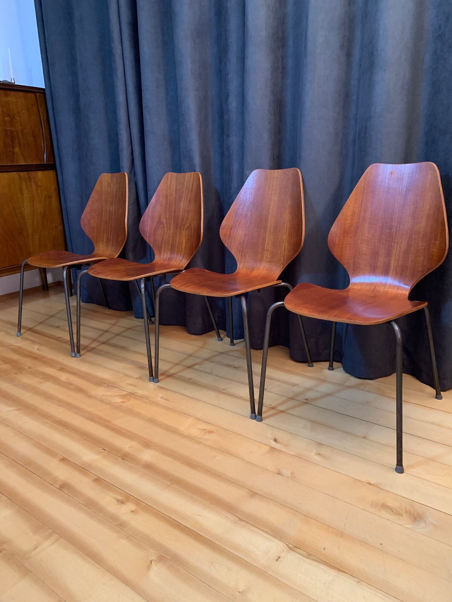 A set of four chairs by Herbert Hirche, Jofy Stalmobler, Denmark, 1950