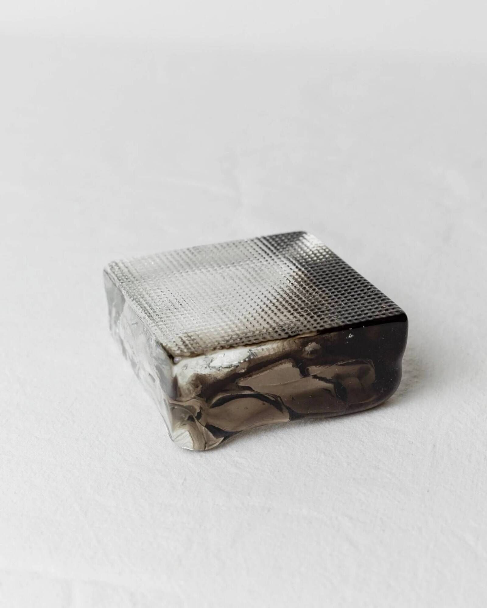 Transparent and Smoky Grey Murano Glass Ashtray – Vintage 1980s Hollywood Regency Decor