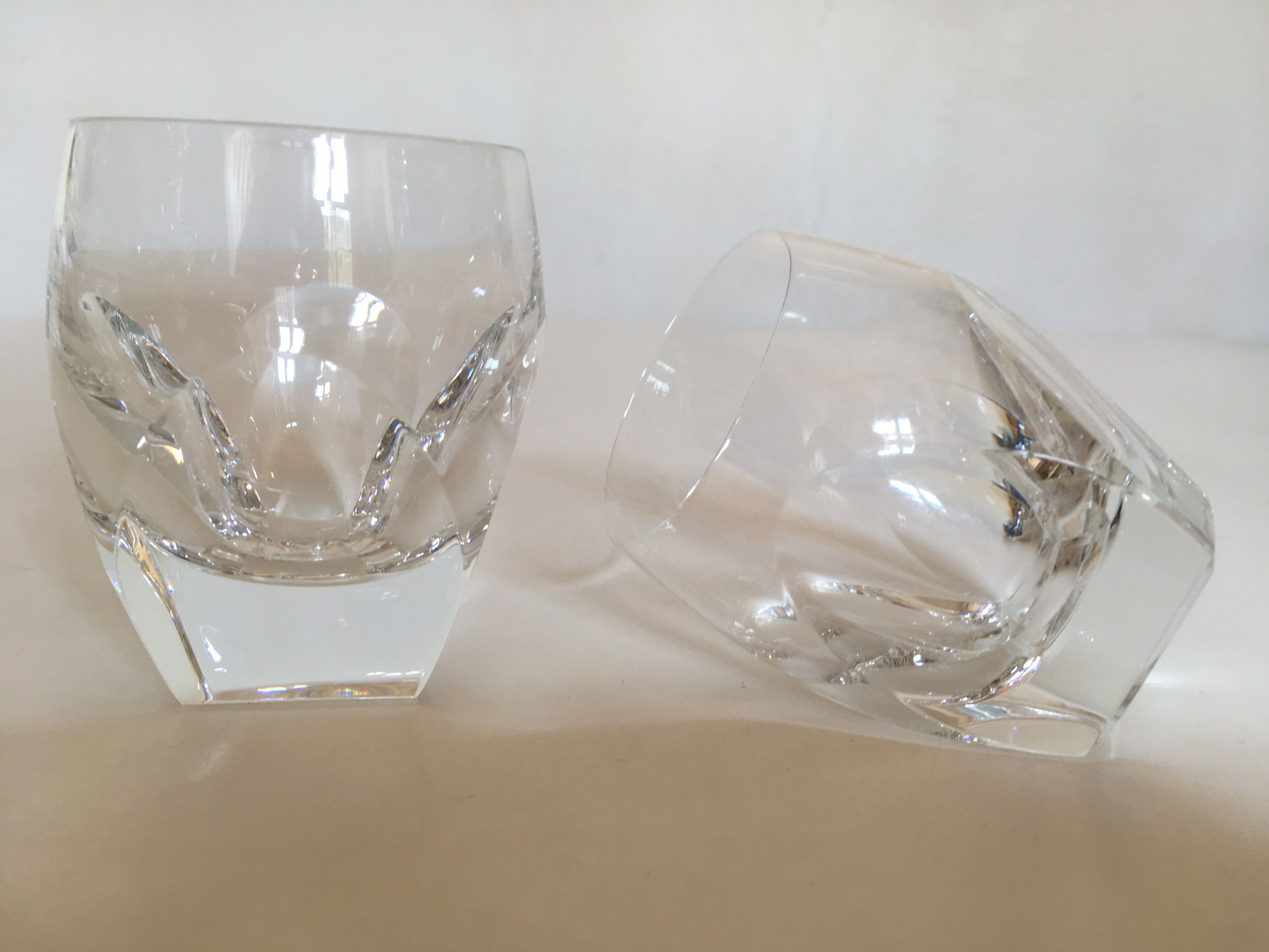 1960 crystal cup glasses ringing with cut-outs