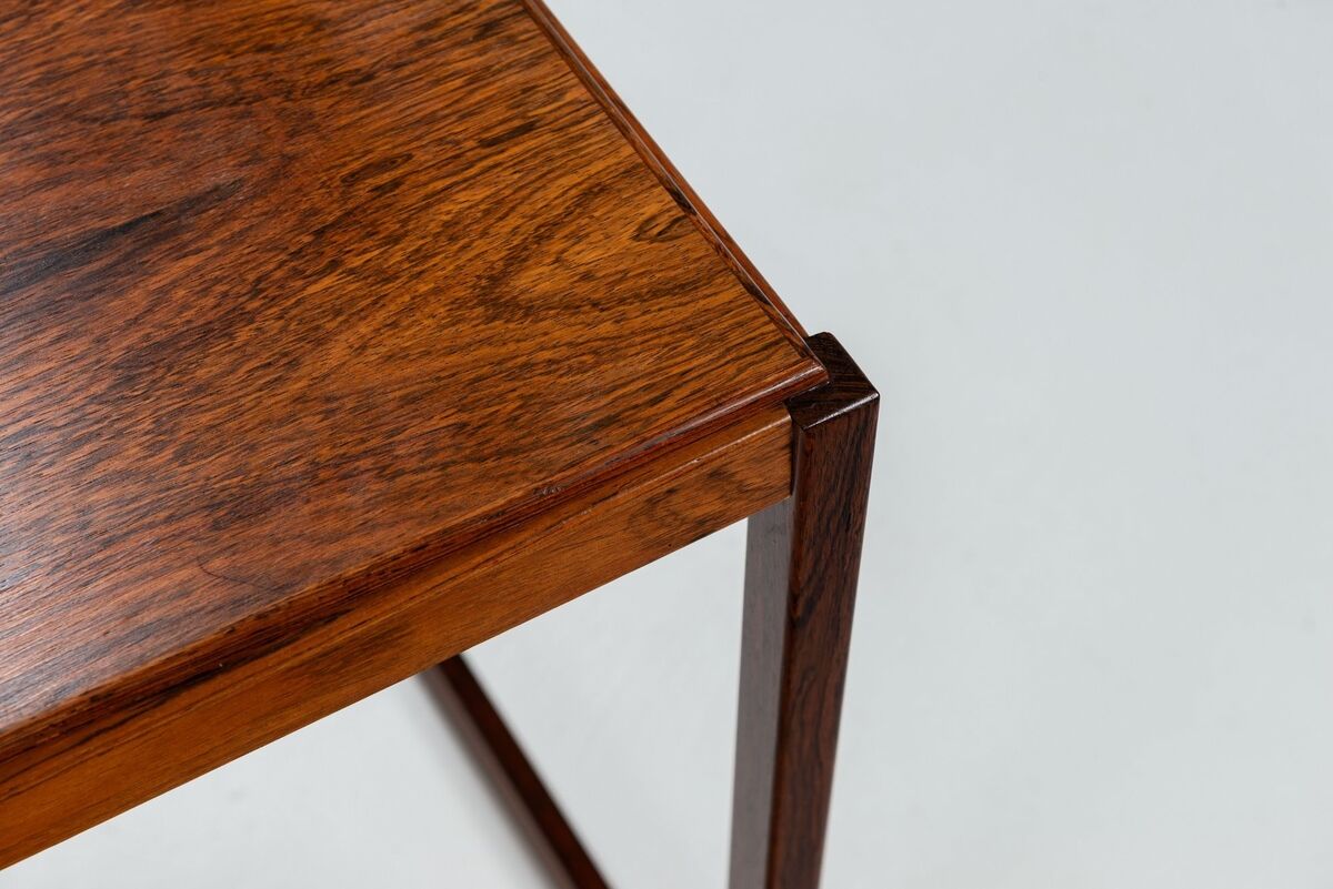 Sled legged pair of rosewood side tables mid-century Denmark 1960