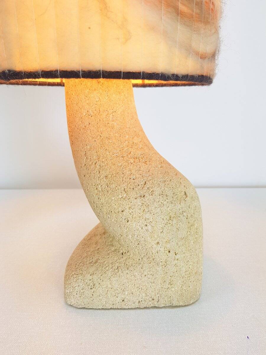 Arts & Crafts Style Brutalist Natural Stone Table Lamp, 1970s