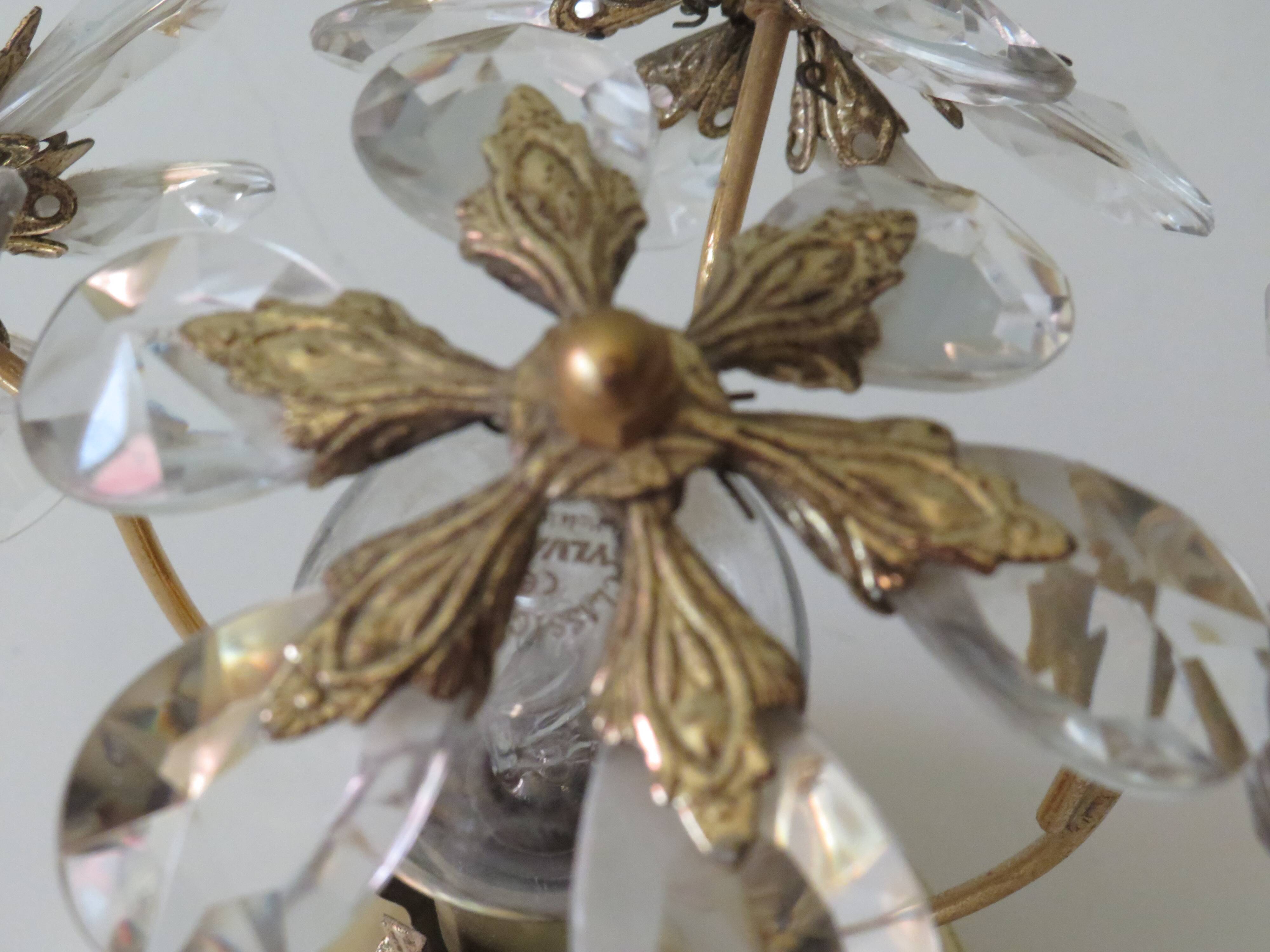 Table lamp, gilt metal and crystal, Belgium 1960s