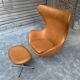 Restored Arne Jacobsen Egg armchair and ottoman for Fritz Hansen, 1960s