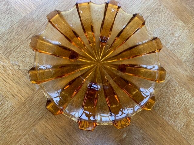 Orange yellow glass fruit cup