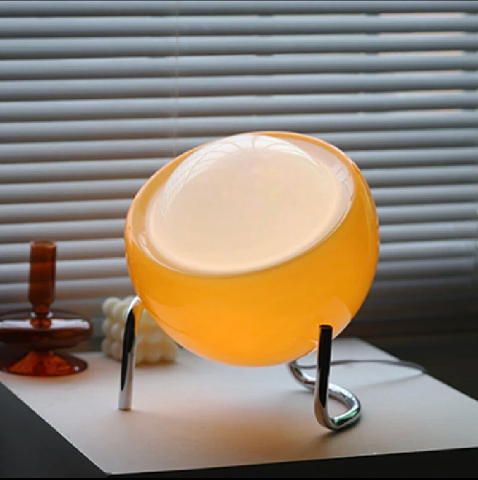 Vintage style orange table globe lamp