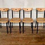 Series Set of 6 vintage bistro chairs in curved wood