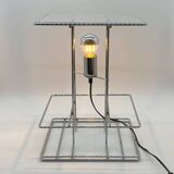 Large geometric chrome and plexiglass lamp, 1970s