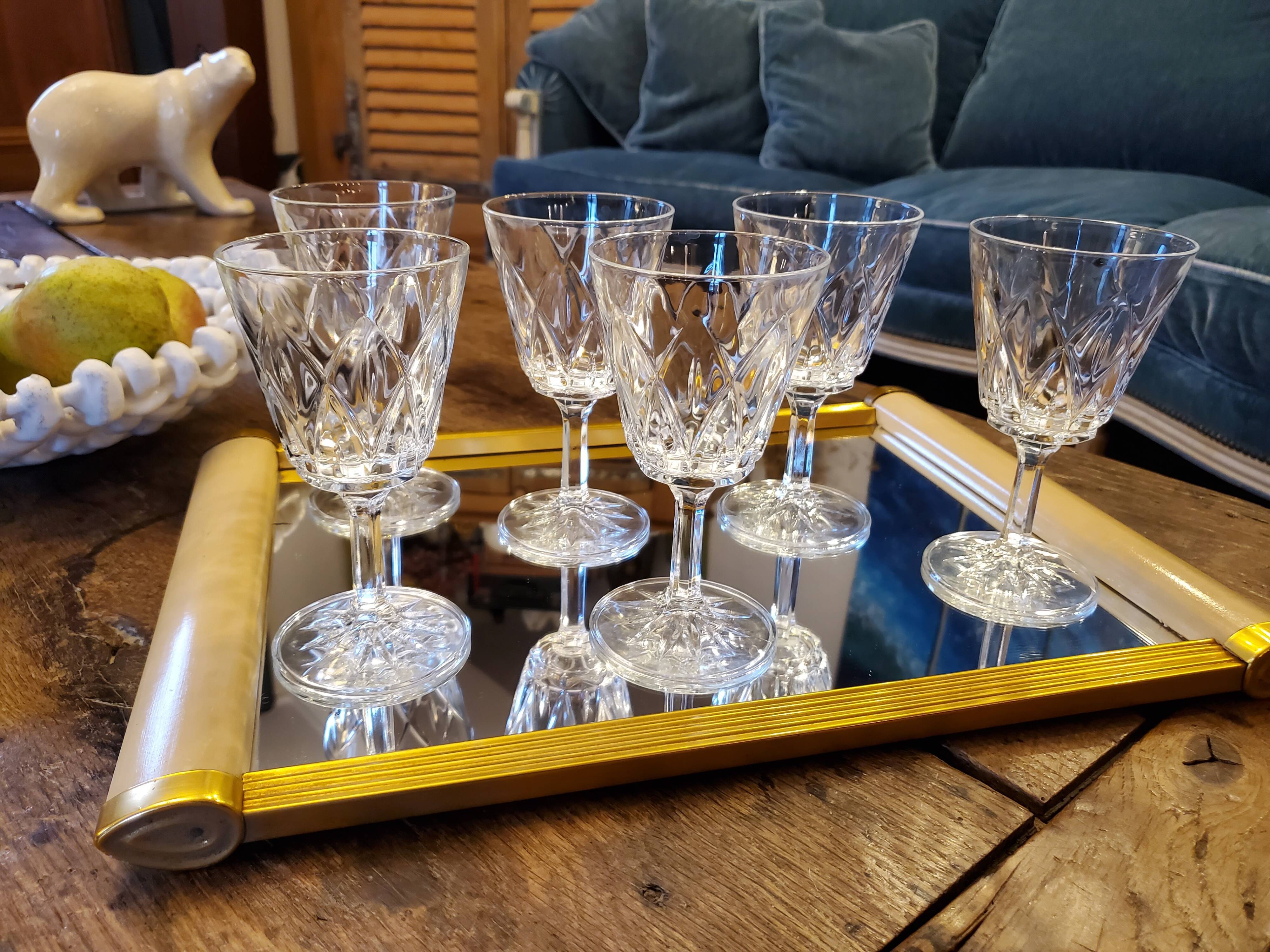 6 glasses on foot 70's