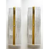 Stylish Gold Diamanted Rectangular Murano Glass Wall Sconces Two Piece Set