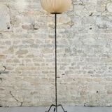 Rispal lampshade on wrought iron floor lamp base