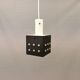Space-Age square hanging lamp in white and black lacquered metal.