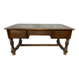 Double-sided desk with leather top