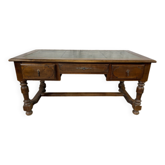 Bureau double face plateau en cuir