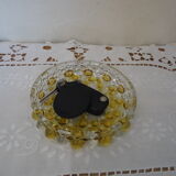 Vide poche en verre pois jaune