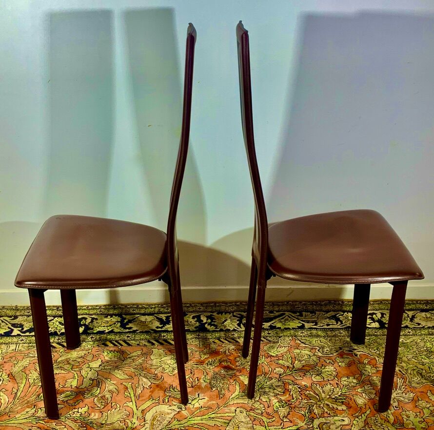 2 chaises total cuir estampillées dad