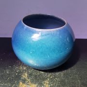 Old vase ball ceramic blue 70s vintage decoration