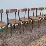 Series of 6 vintage restaurant bistro chairs - 1950s