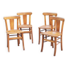 Set of 4 bistro chairs in beech and blond oak from the 50s
