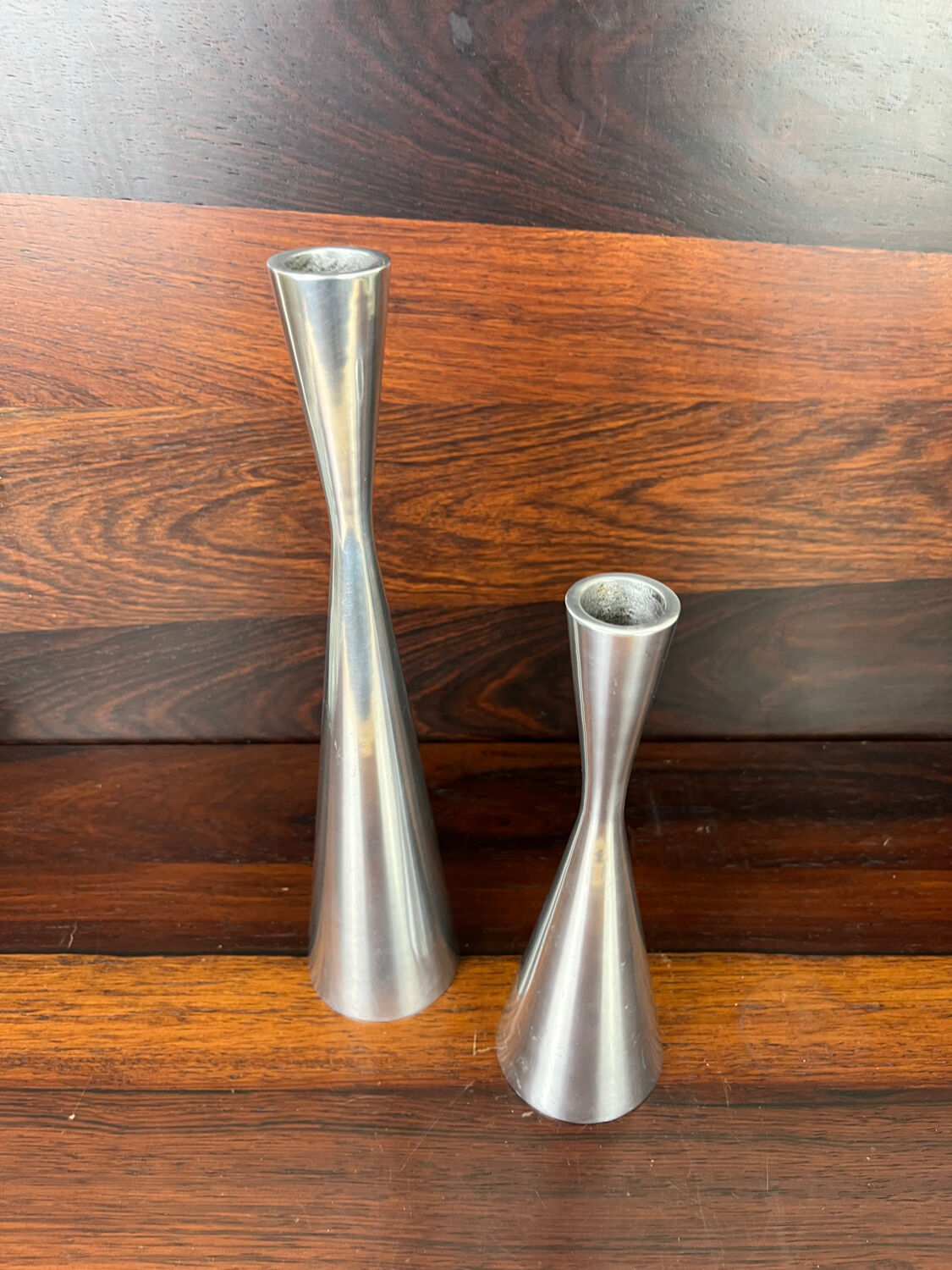 Set of vintage Ikea aluminum diabolo candle holders