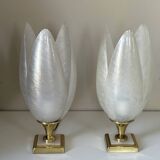 Paire de lampes nacrée style rougier design années 70
