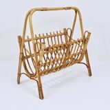 Bamboo and rattan magazine rack in the style of Franco Albini, Italy, 1950s.