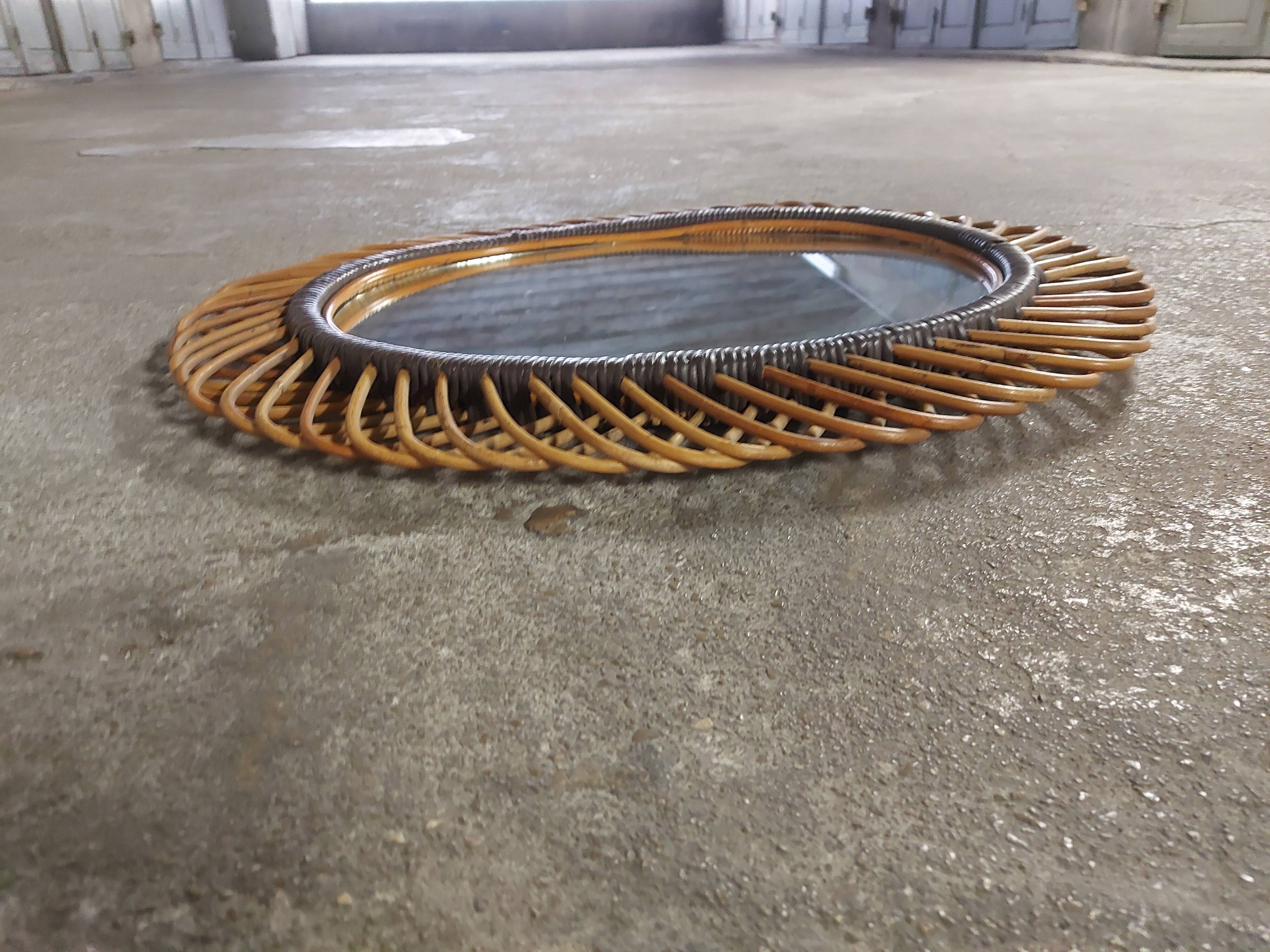 Very large rattan mirror