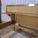 Lit et chaise bois et rotin