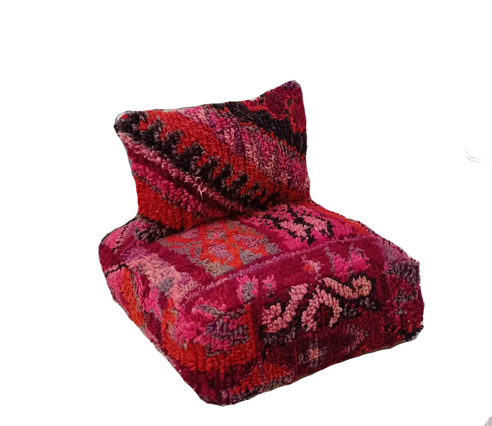 Berber pouf and handmade wool cushion 60 X 60 X 20 CM