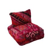 Berber pouf and handmade wool cushion 60 X 60 X 20 CM