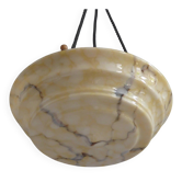 Grand luminaire en verre Art Déco, marbré avec suspension en corde, années 1920 - 1930