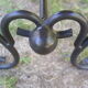 Pairs of benches in light wood and tubular metal