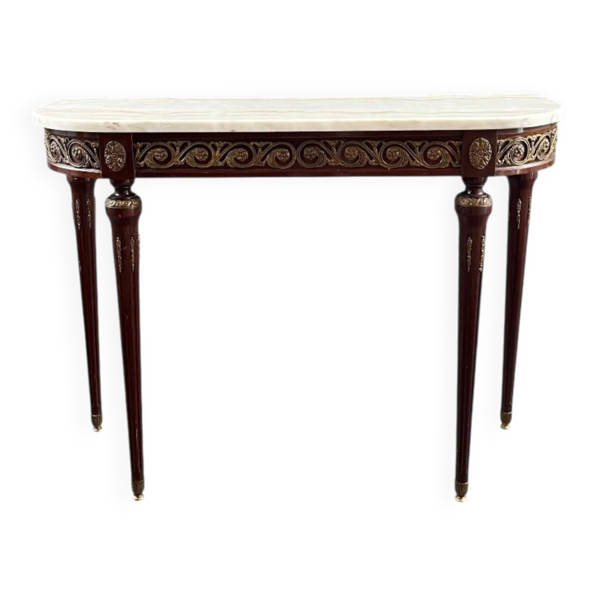 Console en bois et marbre, style Louis XVI, Début du XXe siècle