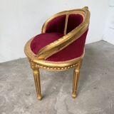 Fauteuil bois doré et velours rouge Louis XVI