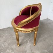 Louis XVI gilt wood and red velvet armchair